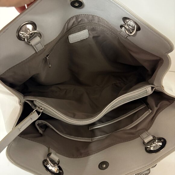 Nicole Miller Floral Embroidered Gray Purse Chain Straps Shoulder Bag - Picture 5 of 12